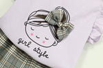 Load image into Gallery viewer, Plaid Little Girl T-Shirt And Pants Set
