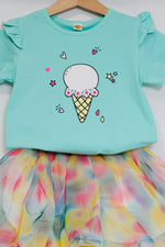 Load image into Gallery viewer, Ice Cream Print T-Shirt And Skirt Set
