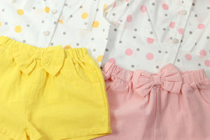 Polka Dot Top And Bow Shorts Set