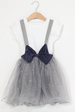 Load image into Gallery viewer, T-Shirt And Fluffy Suspender Bow Skirt Set
