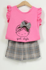 Load image into Gallery viewer, Plaid Little Girl T-Shirt And Pants Set
