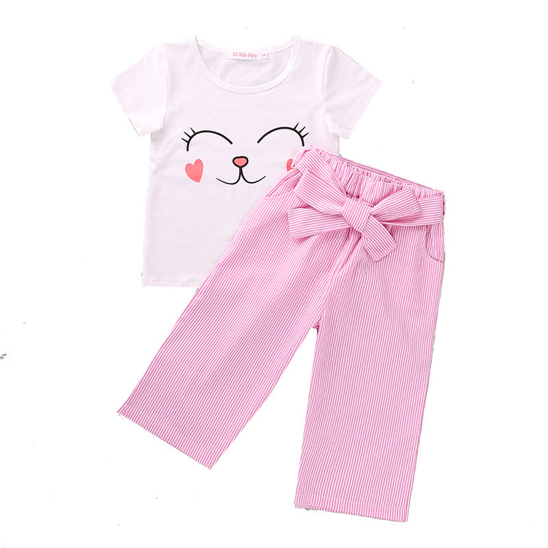 kitty T-Shirt And Capri Pants Set