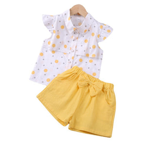 Polka Dot Top And Bow Shorts Set