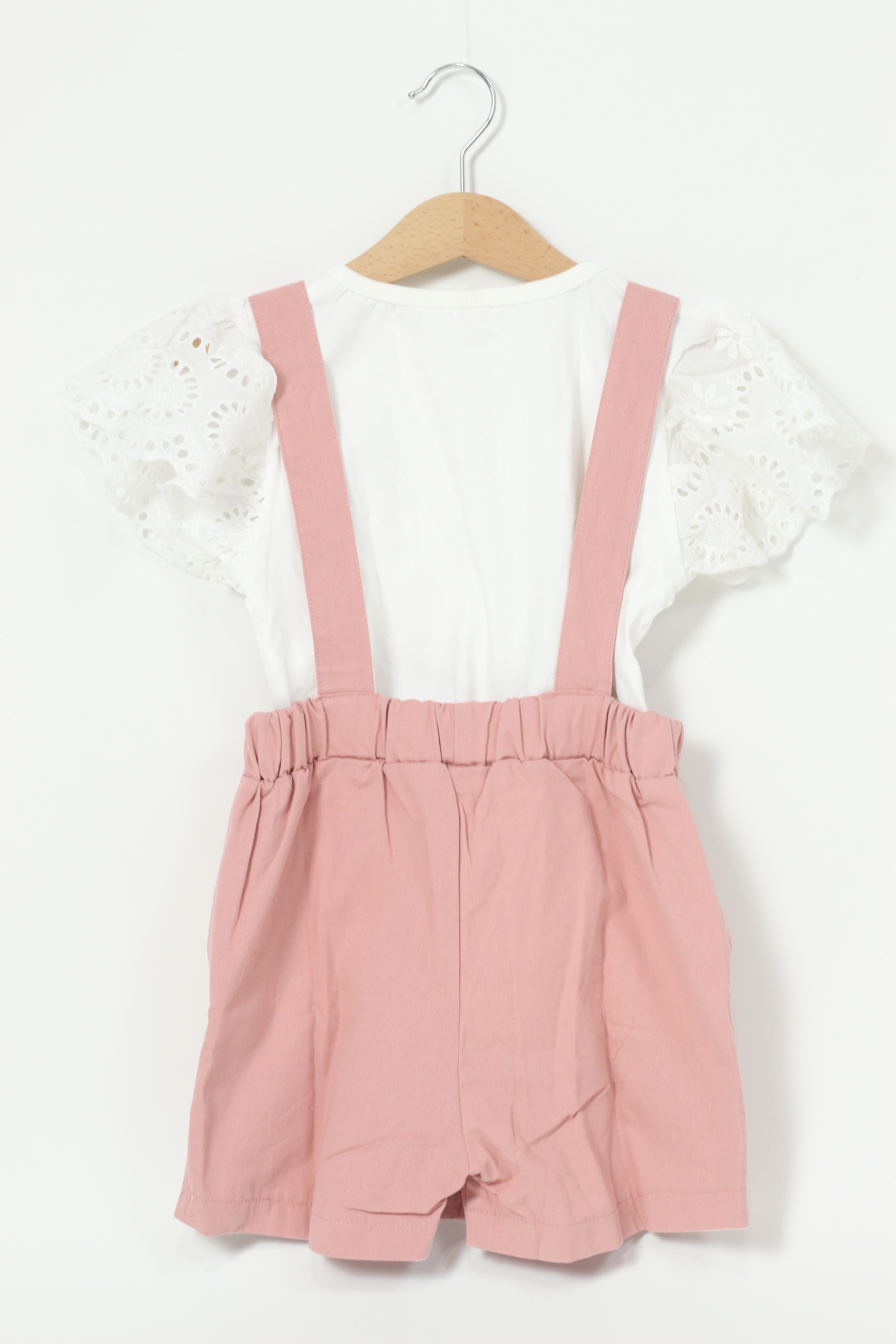 Ruffled Top And Suspender Short Set