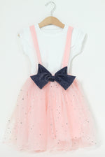 Load image into Gallery viewer, T-Shirt And Fluffy Suspender Bow Skirt Set
