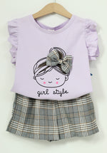 Load image into Gallery viewer, Plaid Little Girl T-Shirt And Pants Set
