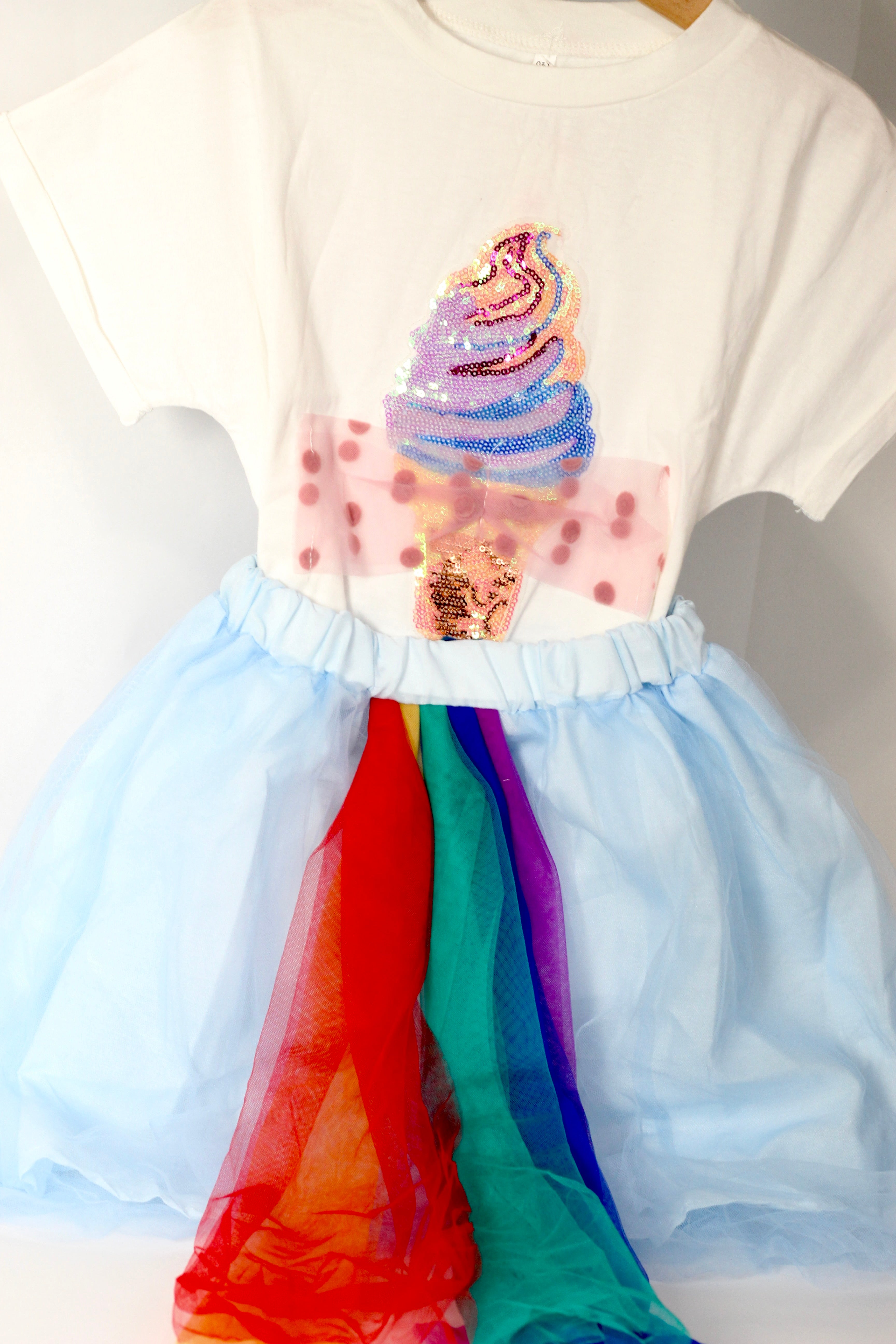 Ice Cream T-Shirt And Rainbow Skirt Set