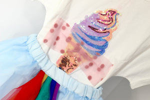 Ice Cream T-Shirt And Rainbow Skirt Set