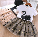 Load image into Gallery viewer, Swan T-Shirt And Star Pattern Skirt Set
