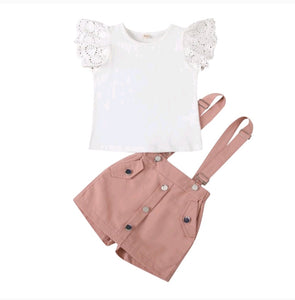 Ruffled Top And Suspender Short Set